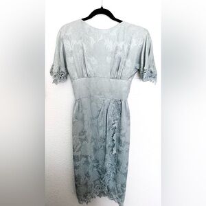 Carol Peretz Silk Floral Lace Jaquard Crystal Embellished Evening Dress Vintage